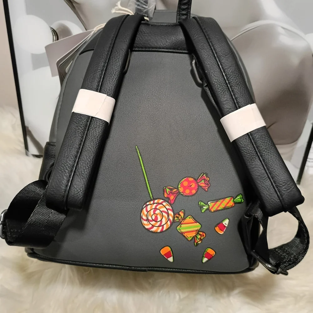 Loungefly Disney Gray Bagpack with Green Mickey Halloween Interior
